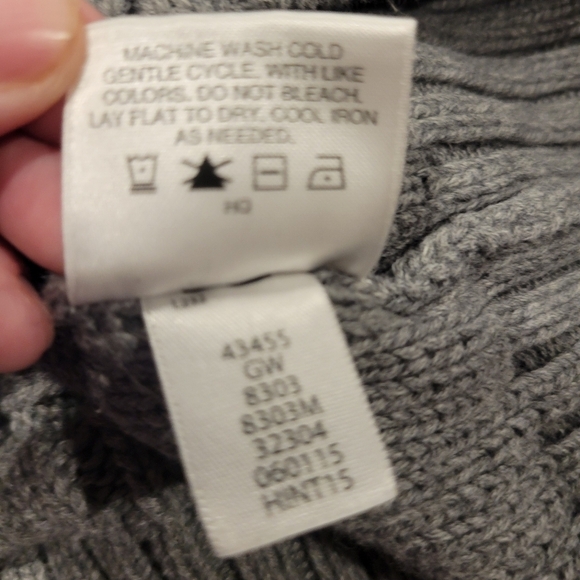 Hanna andersson kids size 5 unisex grey wool blend cable knit sweater flaw - Picture 7 of 7